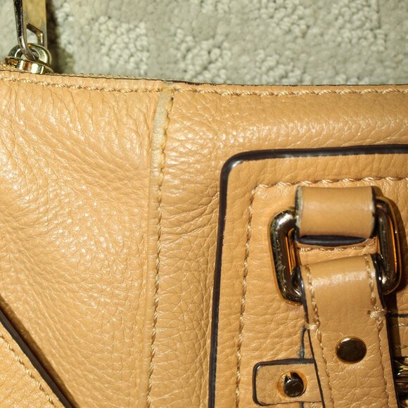 Michael Kors Yellow Tan Pebbled Leather Large Shoulder Handbag EUC! - Picture 8 of 15